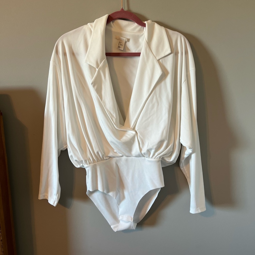 H&M White Long Sleeve Body Suit